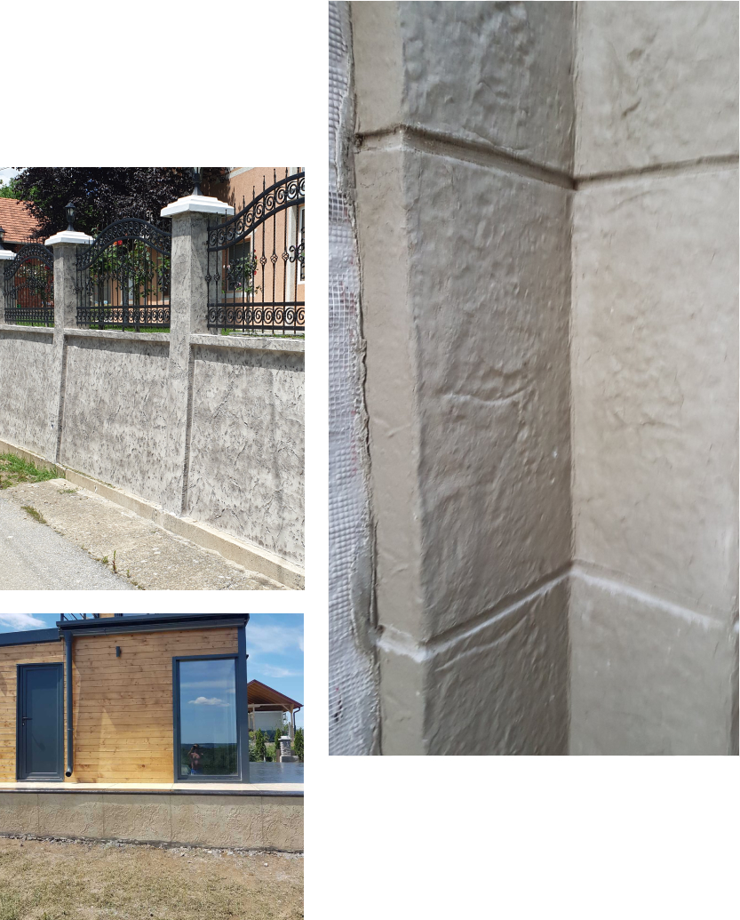 Stamped Wall - Decorative walls with realistic texture of stone, brick or other materials. Perfect solution for facades, fences and interior walls that require aesthetically attractive and durable appearance.